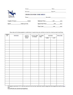 Cross-Country Time Sheet