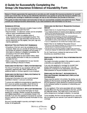 Group Life Insurance Evidence of Insurability Form