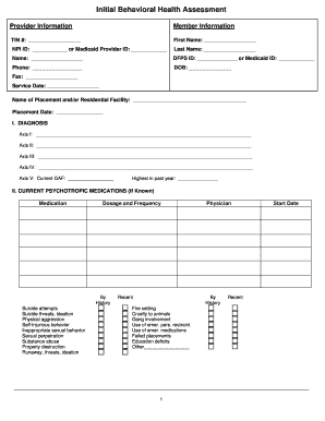 Initial Behavioral Health Assessment Form