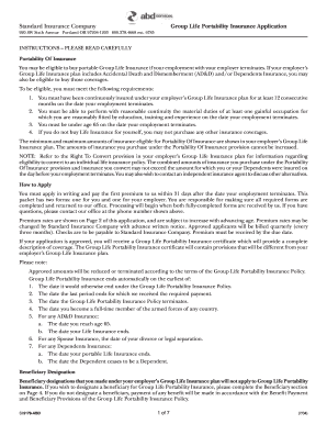 Standard Insurance Group Life Portability Application