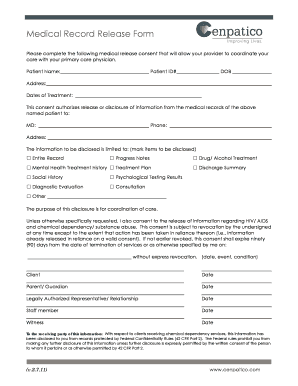 Medical Record Release Form
