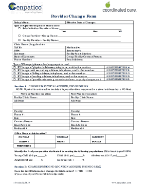 Provider Change Form