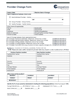 Provider Change Form