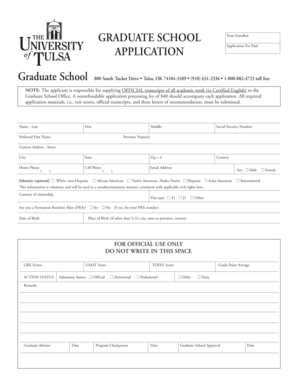 Graduate School Application Form