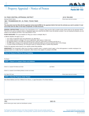 Texas Property Appraisal Notice of Protest