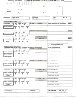 Student Curriculum Status Form
