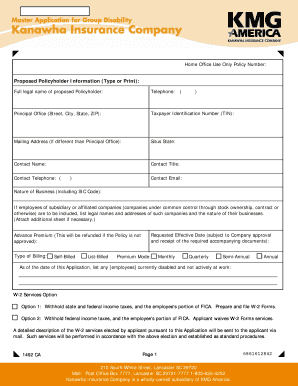 Long Term Disability Insurance Application