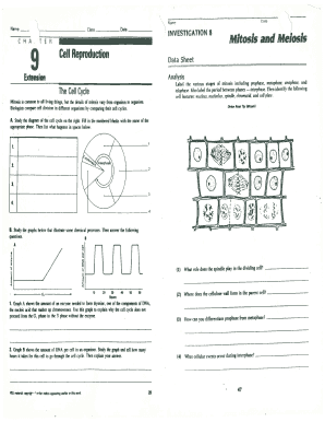 Mitosis and Meiosis Data Sheet