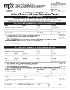 Real Estate Employee Change Notice