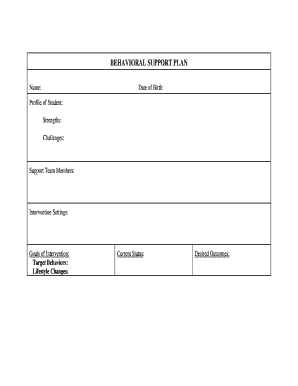 Behavioral Support Plan