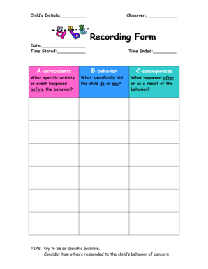 Child Behavior Recording Form