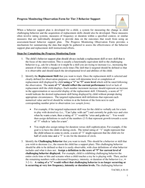 Progress Monitoring Observation Form for Tier 3 Behavior Support