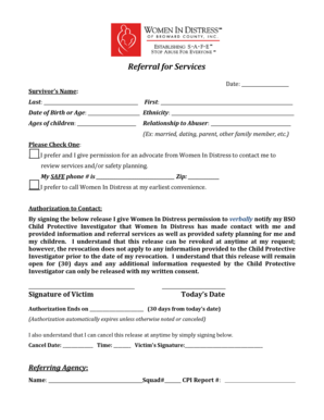 Referral for Services Form