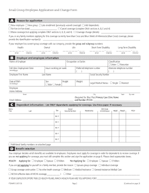 Small Group Employee Application and Change Form