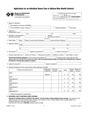 Blue Cross Blue Shield Health Insurance Application
