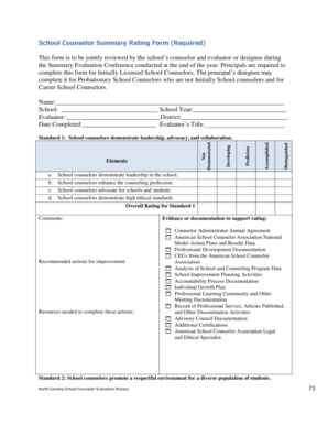 School Counselor Summary Rating Form