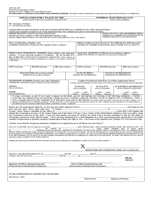 Texas Election Ballot Application Form