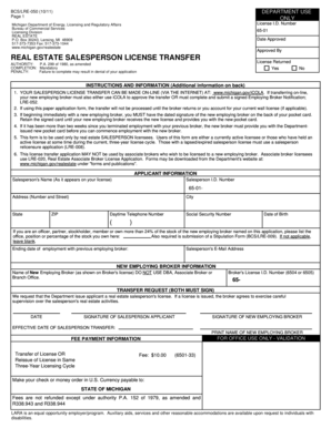 Michigan Real Estate Salesperson License Transfer