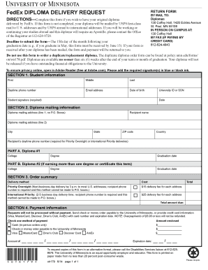 FedEx Diploma Delivery Request Form