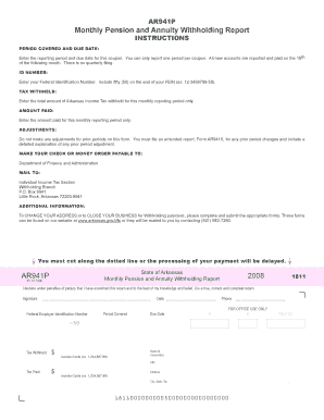 AR941P Monthly Pension and Annuity Withholding Report
