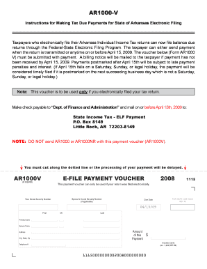 Arkansas AR1000V E-File Payment Voucher