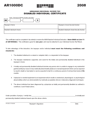 Arkansas Disabled Individual Certificate