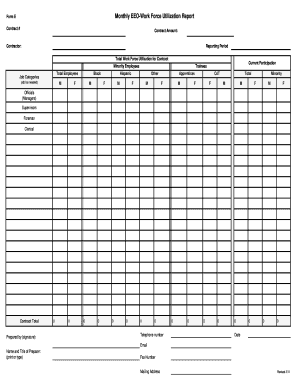 Monthly EEO Work Force Utilization Report
