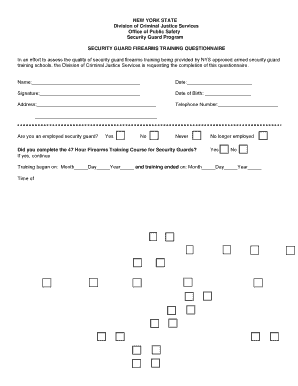New York Security Guard Firearms Training Questionnaire