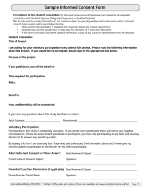 Informed Consent Form for Student Research