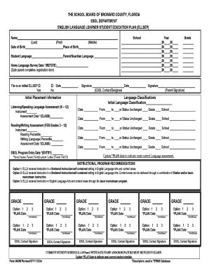 English Language Learner Student Education Plan