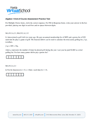 Algebra 1 End-of-Course Assessment Practice Test