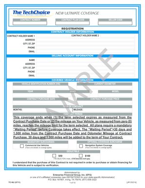 Vehicle Service Contract Agreement