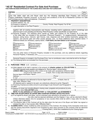 Florida AS IS Residential Contract For Sale And Purchase