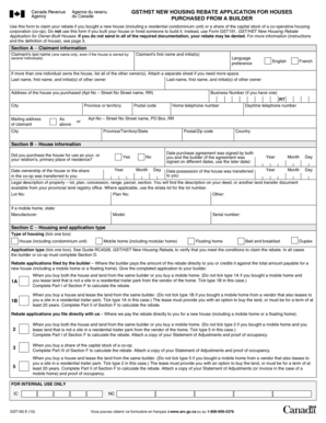 GST/HST New Housing Rebate Application