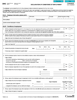Canada Employment Expenses Declaration Form