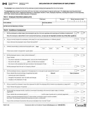 Canada Employment Expenses Declaration Form