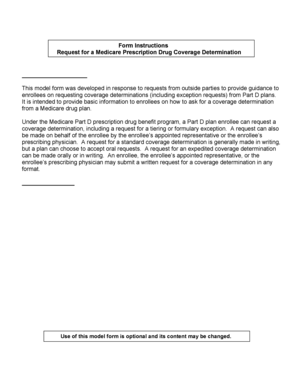 Medicare Prescription Drug Coverage Determination Request