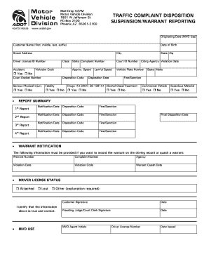 Arizona Traffic Complaint Disposition Form