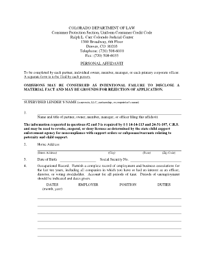 Colorado Personal Affidavit