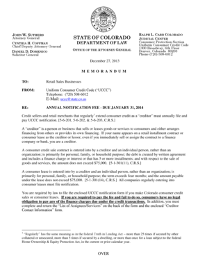 Colorado UCCC Annual Notification Fee Form