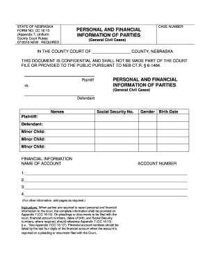 STATE OF NEBRASKA CASE NUMBER FORM NO. CC 16:13 PERSONAL AND ... - supremecourt ne