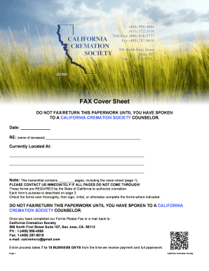 California Cremation Authorization Form