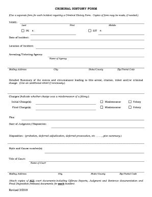 Criminal History Form