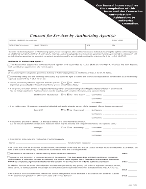 New Jersey Cremation Authorization Form