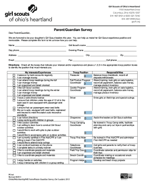 Girl Scout Parent Guardian Survey Form