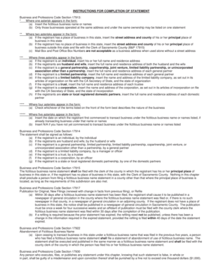 California Fictitious Business Name Statement