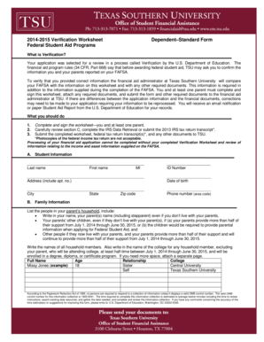 2014-2015 Verification Worksheet
