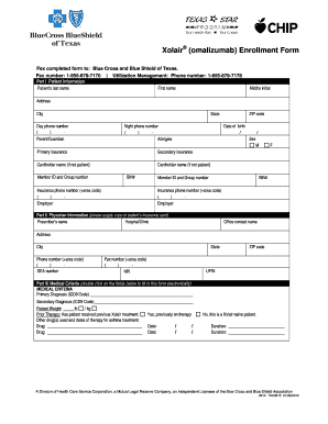 Xolair Omalizumab Enrollment Form