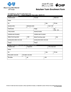 Botulism Toxin Enrollment Form