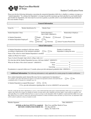 Student Certification Form